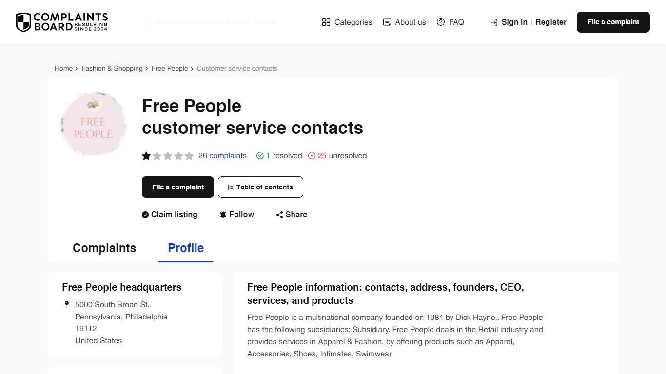 Free People Contact Number, Email, Support, Information